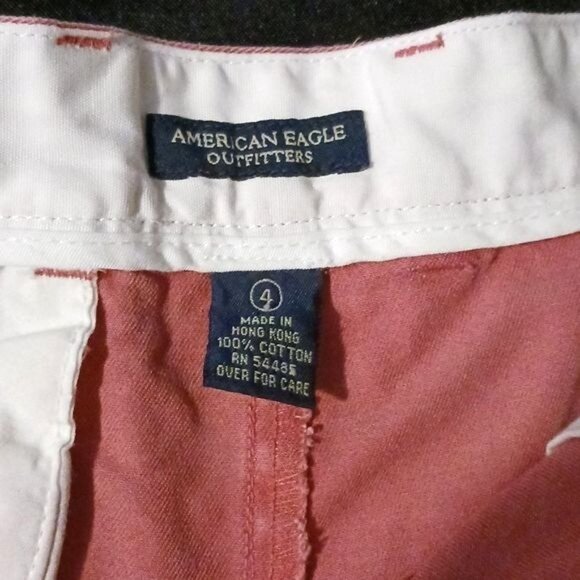 America Eagle Outfitters 100% Cotton Button Fly Shorts Salmon Pink Size 4 - Picture 8 of 12